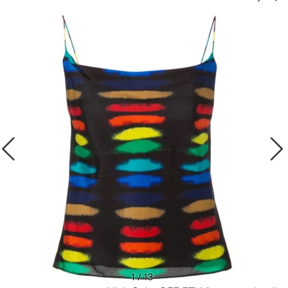 Alice + Olivia Harmon Silk Rainbow Stripe Tank Top Cowl Neck - Picture 8 of 16
